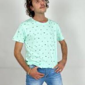 Ping pong pro seafoam goldfish t- shirt size small Turquoise short sleeve casual